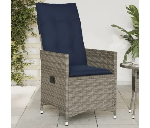 Atgāžams Dārza Krēsls Ar Spilveniem, Pelēks Polietilēna Rotangpalmas Pinums Vidaxl