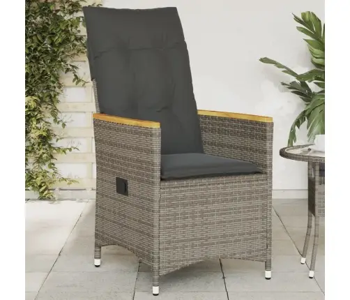 Atgāžams Dārza Krēsls Ar Matračiem, Pelēka Pe Rotangpalma Vidaxl