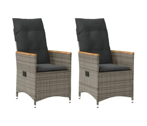 Atgāžami Dārza Krēsli, 2 Gab., Matrači, Pelēka Pe Rotangpalma Vidaxl