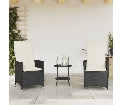 3-Osaline Bistrookomplekt Patjadega, Must, Polürotang