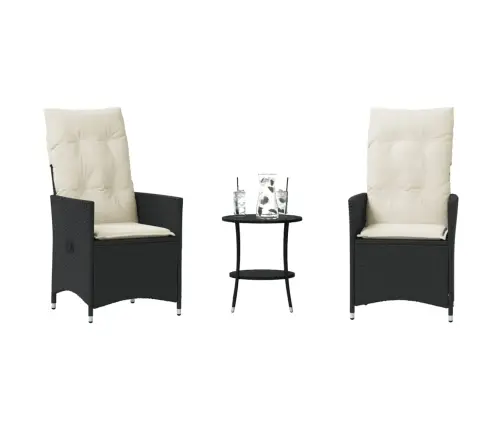 3-Osaline Bistrookomplekt Patjadega, Must, Polürotang