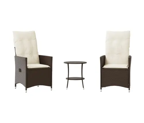 3-Daļīgs Bistro Mēbeļu Komplekts, Matrači, Brūna Pe Rotangpalma Vidaxl