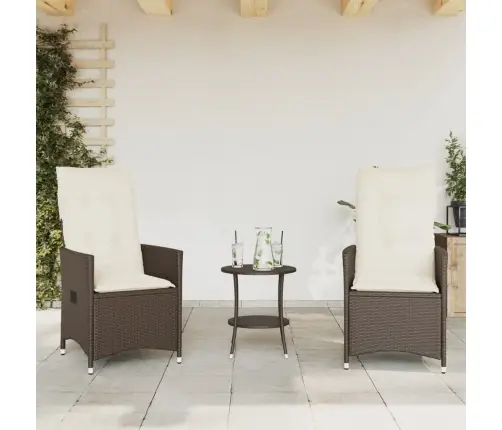 3-Daļīgs Bistro Mēbeļu Komplekts, Matrači, Brūna Pe Rotangpalma Vidaxl