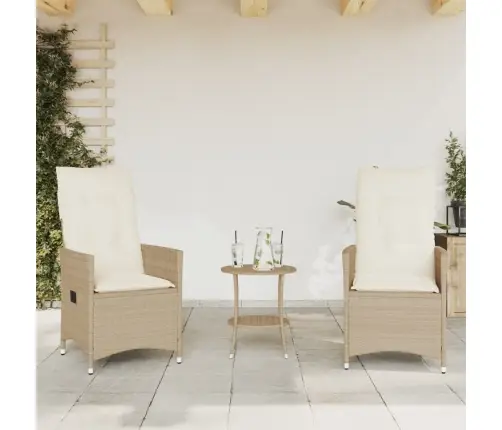 3-Daļīgs Bistro Mēbeļu Komplekts, Matrači, Bēša Pe Rotangpalma Vidaxl