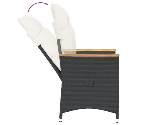 3-Daļīgs Bistro Mēbeļu Komplekts, Matrači, Melna Pe Rotangpalma Vidaxl