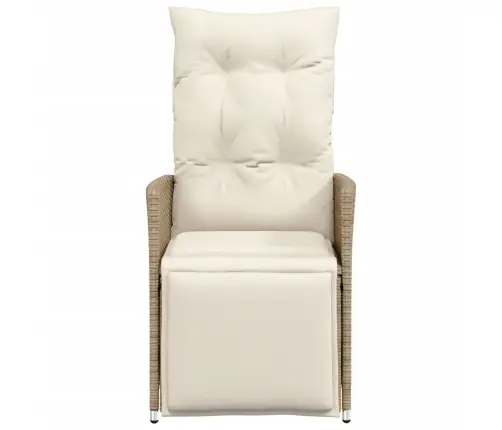 Atgāžams Dārza Krēsls Ar Matračiem, Bēša Pe Rotangpalma Vidaxl