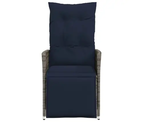 Atgāžams Dārza Krēsls Ar Spilveniem, Pelēks Polietilēna Rotangpalmas Pinums Vidaxl