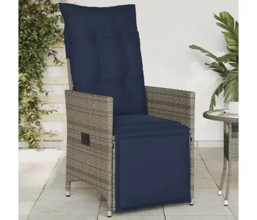 Atgāžams Dārza Krēsls Ar Spilveniem, Pelēks Polietilēna Rotangpalmas Pinums Vidaxl