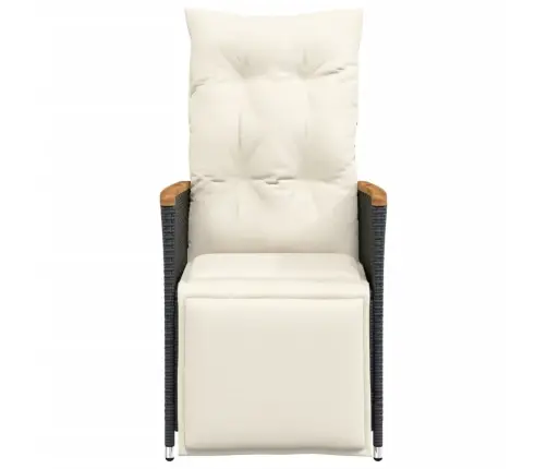 Atgāžams Dārza Krēsls Ar Matračiem, Melna Pe Rotangpalma Vidaxl