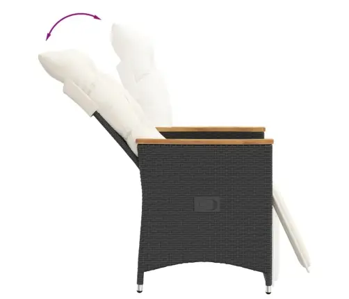 Atgāžams Dārza Krēsls Ar Matračiem, Melna Pe Rotangpalma Vidaxl