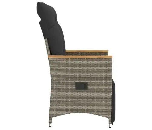 Atgāžams Dārza Krēsls Ar Matračiem, Pelēka Pe Rotangpalma Vidaxl