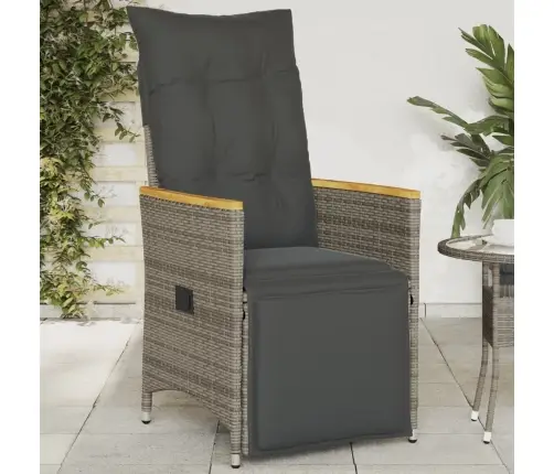 Atgāžams Dārza Krēsls Ar Matračiem, Pelēka Pe Rotangpalma Vidaxl