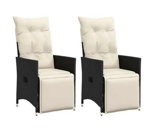 Atgāžami Dārza Krēsli, 2 Gab., Matrači, Melna Pe Rotangpalma Vidaxl Atgāžami Dārza Krēsli, 2 Gab., Matrači, Melna Pe Rotangpalma Vidaxl