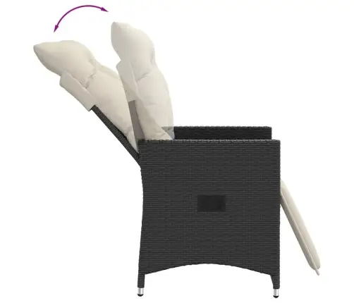 3-Daļīgs Bistro Mēbeļu Komplekts, Matrači, Melna Pe Rotangpalma Vidaxl