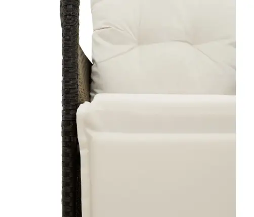 3-Daļīgs Bistro Mēbeļu Komplekts, Matrači, Melna Pe Rotangpalma Vidaxl