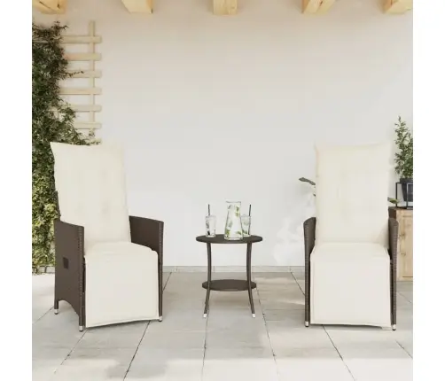 3-Daļīgs Bistro Mēbeļu Komplekts, Matrači, Brūna Pe Rotangpalma Vidaxl