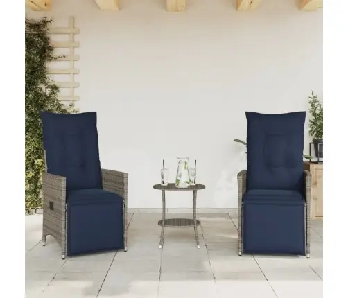 3-Daļīgs Bistro Mēbeļu Komplekts Ar Spilveniem, Pelēks Polietilēna Rotangpalmas Pinums Vidaxl