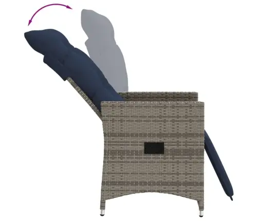 3-Daļīgs Bistro Mēbeļu Komplekts Ar Spilveniem, Pelēks Polietilēna Rotangpalmas Pinums Vidaxl