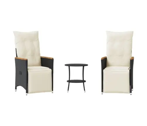 3-Osaline Bistrookomplekt Patjadega, Must, Polürotang