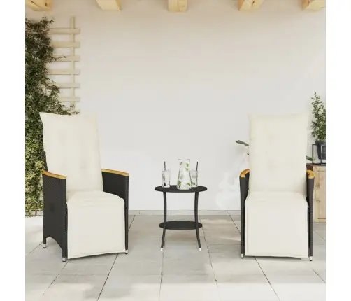 3-Osaline Bistrookomplekt Patjadega, Must, Polürotang