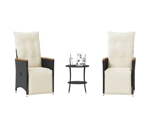 3-Osaline Bistrookomplekt Patjadega, Must, Polürotang