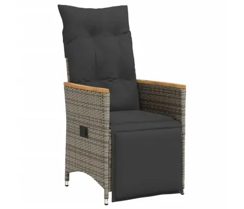 3-Daļīgs Bistro Mēbeļu Komplekts, Matrači,Pelēka Pe Rotangpalma Vidaxl