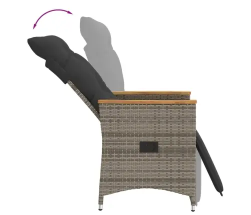 3-Daļīgs Bistro Mēbeļu Komplekts, Matrači,Pelēka Pe Rotangpalma Vidaxl