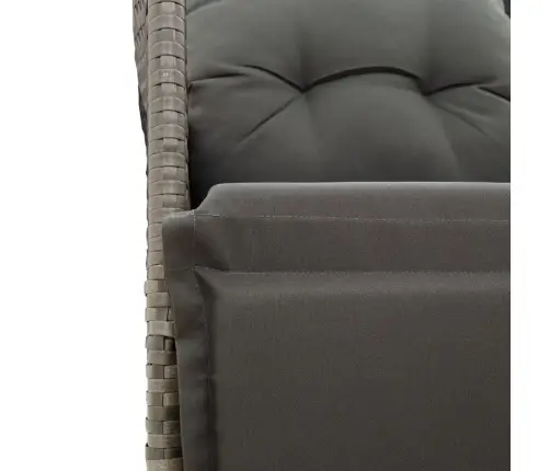 3-Daļīgs Bistro Mēbeļu Komplekts, Matrači,Pelēka Pe Rotangpalma Vidaxl