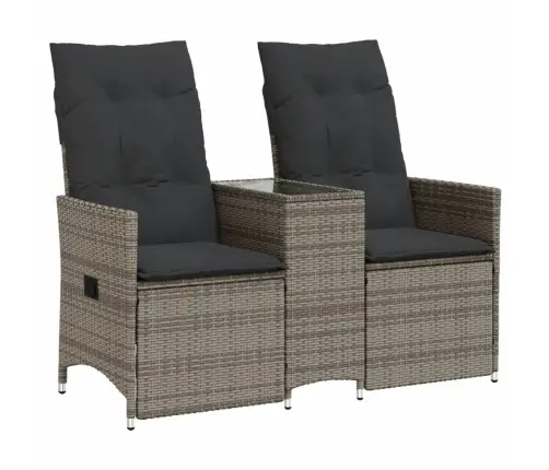 Divvietīgs Dārza Dīvāns Ar Galdu, Pelēka Pe Rotangpalma Vidaxl