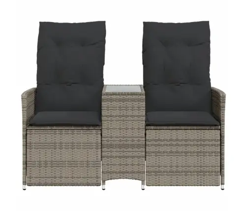 Divvietīgs Dārza Dīvāns Ar Galdu, Pelēka Pe Rotangpalma Vidaxl