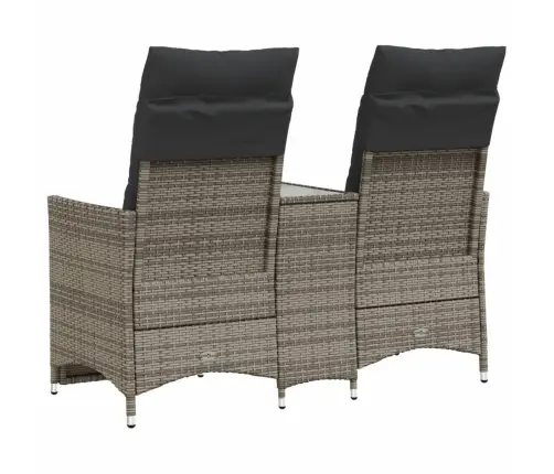 Divvietīgs Dārza Dīvāns Ar Galdu, Pelēka Pe Rotangpalma Vidaxl