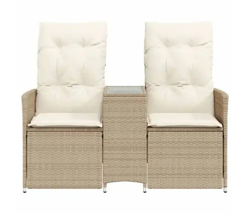 Divvietīgs Dārza Dīvāns Ar Galdu, Bēšs Polirotangpalma Vidaxl