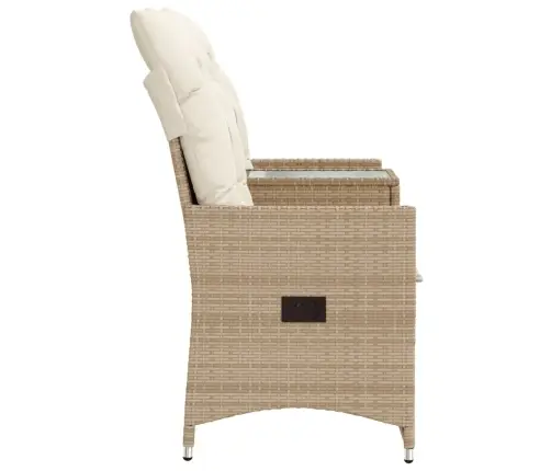 Divvietīgs Dārza Dīvāns Ar Galdu, Bēšs Polirotangpalma Vidaxl