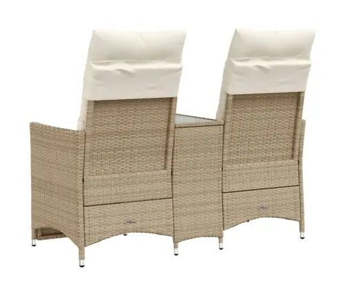 Divvietīgs Dārza Dīvāns Ar Galdu, Bēšs Polirotangpalma Vidaxl