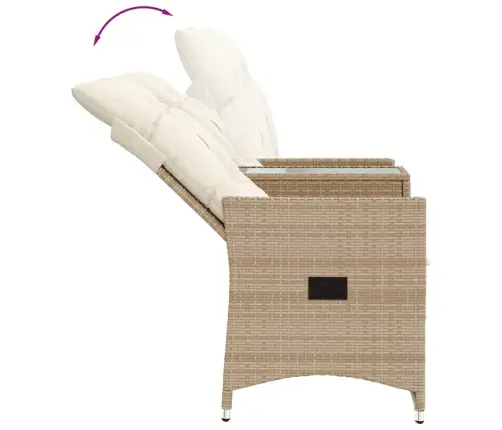 Divvietīgs Dārza Dīvāns Ar Galdu, Bēšs Polirotangpalma Vidaxl