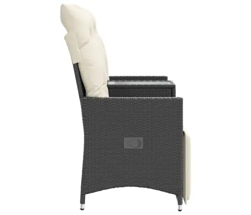 Atlošiama Dvivietė Sodo Sofa Su Staliuku, Juoda, Poliratanas