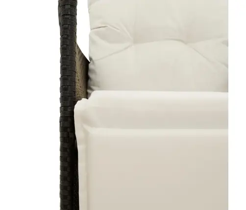 Atlošiama Dvivietė Sodo Sofa Su Staliuku, Juoda, Poliratanas