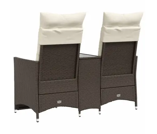 Atlošiama Dvivietė Sodo Sofa Su Staliuku, Ruda, Poliratanas