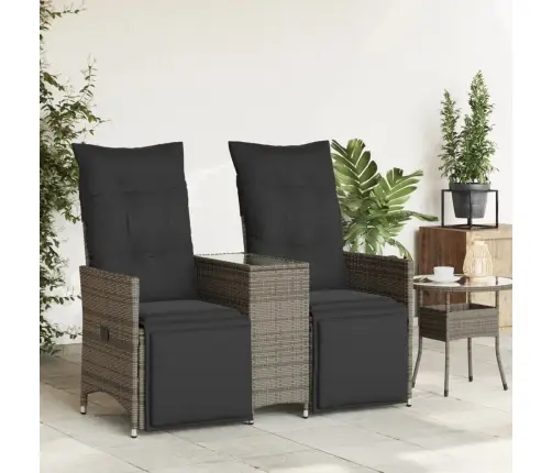 Divvietīgs Dārza Dīvāns Ar Galdu, Pelēka Pe Rotangpalma Vidaxl