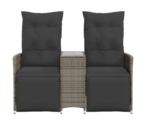 Divvietīgs Dārza Dīvāns Ar Galdu, Pelēka Pe Rotangpalma Vidaxl