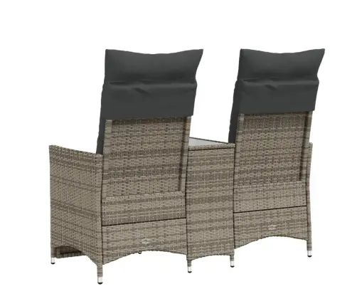 Divvietīgs Dārza Dīvāns Ar Galdu, Pelēka Pe Rotangpalma Vidaxl