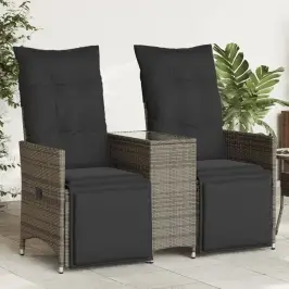 Atlošiama Dvivietė Sodo Sofa Su Staliuku, Pilka, Poliratanas