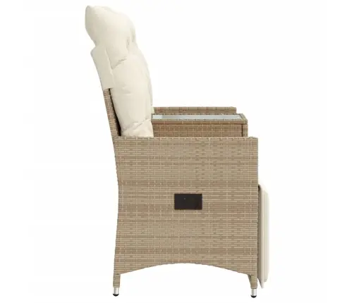 Divvietīgs Dārza Dīvāns Ar Galdu, Bēšs Polirotangpalma Vidaxl