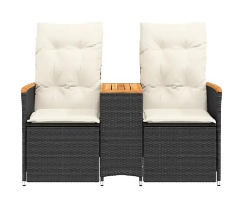 Divvietīgs Dārza Dīvāns Ar Galdu, Melna Polirotangpalma Vidaxl