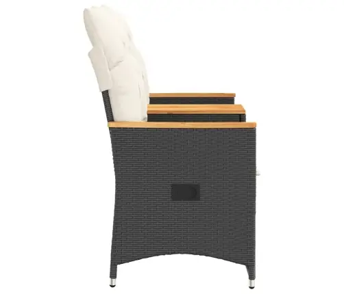 Divvietīgs Dārza Dīvāns Ar Galdu, Melna Polirotangpalma Vidaxl