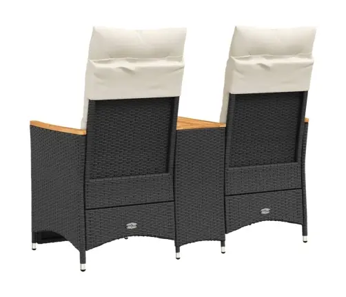 Divvietīgs Dārza Dīvāns Ar Galdu, Melna Polirotangpalma Vidaxl