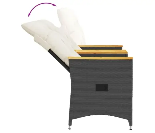 Divvietīgs Dārza Dīvāns Ar Galdu, Melna Polirotangpalma Vidaxl