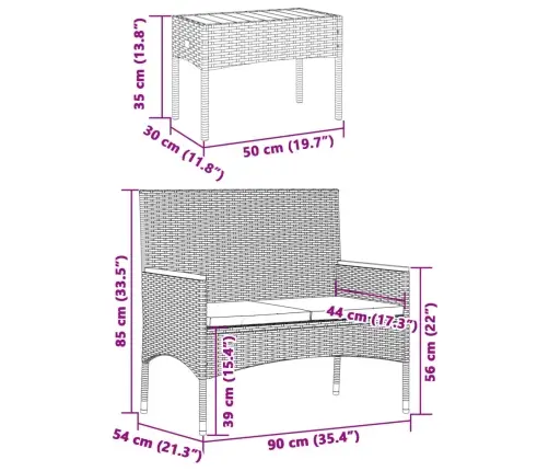 2-Kohaline Aiapink Koos Laua Ja Patjadega, Must, Polürotang