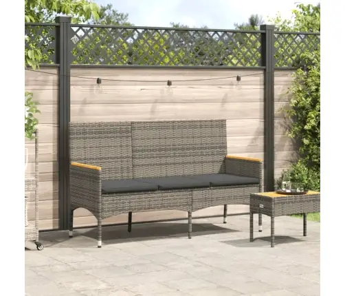 Trivietis Sodo Suoliukas Su Pagalvėlėmis, Pilkas, Poliratanas