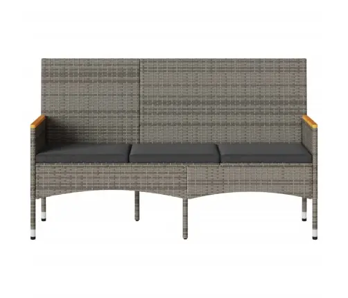 Trivietis Sodo Suoliukas Su Pagalvėlėmis, Pilkas, Poliratanas